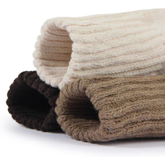 BenSorts Women 3 Packs Dark Brown Beige Winter Thick Warm Polyester Boots Socks - Picture 3 of 6